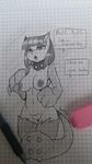  2015 anthro anthrofied arnachy big_breasts breasts canine collar costume dialogue diamond_dog_(mlp) dog earth_pony english_text equine eraser female friendship_is_magic graph_paper horse mammal maud_pie_(mlp) monochrome my_little_pony navel nipples pony pussy sketch solo text traditional_media_(artwork) 