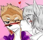  anthro blush canine clothing corgi couple dog fox_(housepets!) fox_(tcw) housepets! husky king_(housepets!) king_(tcw) kissing kissing_cheek male male/male mammal ryutzke_douga_(artist) tcw 