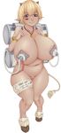  animal_humanoid bell big_breasts blonde_hair blush bovine breasts chubby clothing cow_humanoid english_text facial_piercing female hair hooves horn huge_breasts humanoid lactating machine mammal milk milking_machine nose_piercing nose_ring nude piercing pointy_ears pussy short_hair solo tattoo text underwear voluptuous yakou 