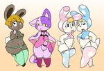  2015 animal_crossing anthro blush bob_(animal_crossing) bonbon_(animal_crossing) breasts brown_fur brown_nipples cat chrissy_(animal_crossing) clothed clothing collar crossdressing erection eyeshadow fanface feline female francine_(animal_crossing) fur glans group half-dressed hands_on_hips humanoid_penis lagomorph legwear lingerie makeup male mammal nintendo nipples panties penis piercing pose purple_fur rabbit short_stack simple_background stockings teddy tongue tongue_out tongue_piercing underwear video_games 