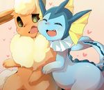  &lt;3 ambiguous_gender blush duo eeveelution eyes_closed feral flareon mammal nintendo open_mouth pok&eacute;mon simple_background so vaporeon video_games 