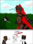  anthro bushes canine clothing couple dog humor little_red_riding_hood little_red_riding_hood_(copyright) lycaon male mammal parody raccoon raccoon_douga ryutzke_douga_(artist) scar thong yet_another_red_riding_hood_comic 