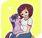  affection clothing cute dan_vs elise_(character) equine female friendship_is_magic hair happy horn horse human jeans keterok_(artist) mammal multicolored_hair my_little_pony open_mouth pony smile tagme twilight_sparkle_(mlp) unicorn 