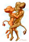  2015 anthro anthrofied balls barefoot cub cuddling digital_media_(artwork) disney duo embrace erection eyes_closed feline female hug humanoid_penis lion male male/female mammal nala nude penis precum the_lion_king tojo young zooshi 