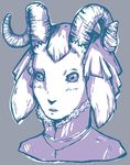  ambiguous_gender anthro blush bust_portrait caprine fur goat hair horizontal_pupils horn mammal necklace solo unknown_artist white_fur 