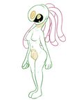  anthro breasts cradily female looking_at_viewer nintendo nipples nude pok&eacute;mon posexe pussy simple_background smile solo tentacles video_games white_background yellow_eyes 