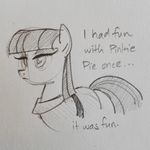  2015 dialogue english_text equine female friendship_is_magic frock horse mammal maud_pie_(mlp) monochrome my_little_pony pony sketch sketchyjackie solo text 