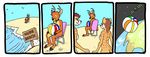  2015 adam_wan anthro antlers beach beach_ball breasts cervine chair cheetah comic cosmos deer feline female horn humor male mammal nude parody satellite sea seaside tirrel water 