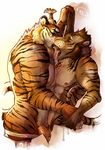  anthro beard duo eyes_closed facial_hair father father_and_son feline flaccid half-closed_eyes hand_holding hand_on_hip hybrid incest kissing liger male male/male mammal nipples parent penis requiembeatz son tiger tongue tongue_out topknot trio_(character) yin_(character) 