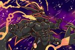  2015 abs alternate_color anthro biceps black_scales black_sclera black_skin claws dragon hi_res legendary_pok&eacute;mon male mega_evolution mega_rayquaza muscular nintendo nude open_mouth outside pecs pok&eacute;mon pok&eacute;morph purple_background purple_eyes rayquaza red_scales red_skin scales scalie shiny_pok&eacute;mon solo steven_ciervyena tongue video_games yellow_eyes 