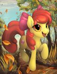  2015 apple_bloom_(mlp) bow cutie_mark equine female friendship_is_magic hair horse mammal my_little_pony pony portrait red_hair solo tree viwrastupr yellow_eyes 