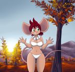  anthro brown_fur clothed clothing female fur green_eyes mammal mouse rodent solo tgwonder tree 