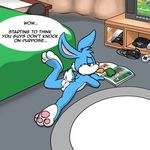  anthro anus balls bed bigger_version_at_the_source buster_bunny butt nude solo tiny_toon_adventures twotails warner_brothers 