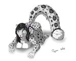  2015 clothing colored fangs feline female fur hair haircut leopard mammal on_chest open_mouth panties plejman shading simple_background snow_leopard solo spots underwear whiskers white_background 