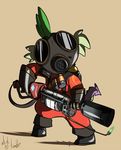  2012 atryl crossover dragon flamethrower friendship_is_magic gas_mask looking_at_viewer my_little_pony pyro_(team_fortress_2) ranged_weapon solo spike_(mlp) team_fortress_2 video_games weapon 