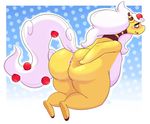  2015 ambiguous_gender ampharos anthro anus big_butt blush butt chubby fluffy_tail fur hair looking_at_viewer looking_back mega_evolution nintendo pok&eacute;mon solo spread_butt spreading sweat video_games voluptuous white_hair wide_hips xingscourge yellow_fur yellow_skin 