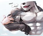  abs biceps canin canine disembodied_hand fangs male mammal muscular muscular_male pecs simple_background waddledox wolf 