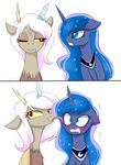  2015 antlers blue_eyes blush crossgender discord_(mlp) draconequus duo equine eris_(mlp) fangs female friendship_is_magic horn licking lyra-senpai mammal my_little_pony one_eye_closed princess_luna_(mlp) red_eyes sparkles tongue tongue_out winged_unicorn wings 