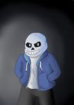  2015 bone clothed clothing looking_at_viewer male monster not_furry pandango sans_(undertale) skeleton skull smile solo teeth undertale video_games 