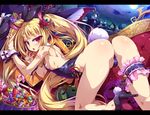  animal_ears ass blazblue blonde_hair blush breasts bunny_ears bunny_girl bunny_tail bunnysuit full_moon halloween high_heels leg_garter long_hair looking_at_viewer moon rachel_alucard red_eyes small_breasts solo tail tongue tongue_out toraishi_666 twintails wrist_cuffs 