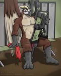  2015 avian battleborn benedict bird corrsk cybernetics hawk locker_room machine male muscular navel nude pecs sitting solo weapon wings 