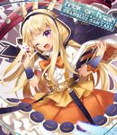  blonde_hair book cagliostro_(granblue_fantasy) granblue_fantasy hairband halloween hood hoodie long_hair looking_at_viewer one_eye_closed open_mouth purple_eyes shiyun smile solo 