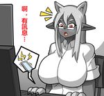  anthro big_breasts bigger_version_at_the_source breasts chinese_text clothed clothing dr.bug female hair humanoid mammal text translation_request 