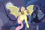  2015 absurd_res anjuneko anthro anthrofied areola badgerben bat_pony bat_wings big_breasts breasts cutie_mark door equine fangs flutterbat_(mlp) fluttershy_(mlp) friendship_is_magic full_moon hair hi_res hooves huge_breasts long_hair looking_at_viewer mammal moon my_little_pony nipples open_mouth outside pink_hair pussy red_eyes solo tree wings 