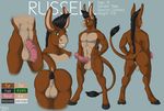  animal_genitalia anthro anus balls dbd donkey ear_piercing equine erection flaccid genital_piercing horsecock male mammal model_sheet penis penis_piercing piercing solo 