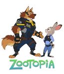  abs biceps big_muscles canine disney dog female fluffy fur german_shepherd judy_hopps lagomorph male mammal muscular officer_benson rabbit takemoto_arashi uniform zootopia 