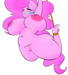  2015 anthro anthrofied barefoot bdsm big_breasts bondage bound breasts colored earth_pony equine female friendship_is_magic hair half-closed_eyes horse huge_breasts line_art long_hair mammal my_little_pony navel nipples nude pink_hair pinkie_pie_(mlp) pony pussy restrained rope sanders solo 