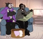  4_arms black_mesa caprine cassandra_vatz clothing collar domestic ear_tag evie evie_bellecoeur eyewear female furniture glasses goat hoodie hooves jayboppity jaycemonde laugh laundry mammal mohawk multi_limb multiple_arms paws sergal shirt sofa television vatz 