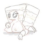  anthro arthropod big_breasts breasts claws crab crustacean crustle female insect looking_at_viewer lying marine nintendo nipples nude pok&eacute;mon posexe shell simple_background smile solo video_games white_background 