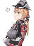  blonde_hair crossed_arms gloves hair_ornament hat kantai_collection long_hair peaked_cap pout prinz_eugen_(kantai_collection) solo twintails uniform upper_body youmak 