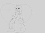 anthro big_breasts breasts butt caprine female fur goat horn invalid_background long_ears looking_back mammal monochrome nipples nude open_mouth simple_background skygracer smile solo toriel undertale video_games white_fur 