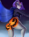  1girl ass bare_legs blue_eyes breasts butt cameltoe cape dc_comics female grey_skin halloween history-eraser-button leotard looking_at_viewer looking_back paint presenting puffy_nipples pussy raven_(dc) raven_(teen_titans) short_hair solo standing teen_titans the_boogie 