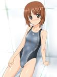  bad_id bad_twitter_id brown_eyes brown_hair competition_swimsuit girls_und_panzer highres inactive_account nishizumi_miho one-piece_swimsuit short_hair solo swimsuit takafumi 
