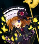  bad_id bad_pixiv_id blue_eyes bow bug butterfly elbow_gloves enoki_shiki eva_beatrice fang flower gloves hat insect orange_hair rose solo staff umineko_no_naku_koro_ni 