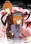  bad_id bad_pixiv_id bow dress dual_persona elbow_gloves eva_beatrice fan flower gloves hat multiple_girls orange_hair purple_eyes rose staff umineko_no_naku_koro_ni ushiromiya_eva 