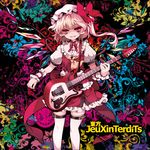  album_cover blonde_hair cover flandre_scarlet french guitar hat instrument iosys ponytail red_eyes ribbon short_hair side_ponytail solo thighhighs touhou uruu_gekka wings 