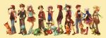  6+boys alternate_costume backpack backwards_hat bag bandana baseball_cap bent_over bike_shorts black_hair blonde_hair blue_(pokemon) blue_hair boots bow brown_hair bulbasaur charmander chikorita chimchar cyndaquil diamond_(pokemon) everyone fingerless_gloves fire gen_1_pokemon gen_2_pokemon gen_3_pokemon gen_4_pokemon gloves gold_(pokemon) hair_ornament hairclip hands_in_pockets haruka_(pokemon) hat hat_ribbon headband hikari_(pokemon) holding holding_poke_ball holding_pokemon kotone_(pokemon) kouki_(pokemon) lineup long_hair mudkip multiple_boys multiple_girls ookido_green overalls pearl_(pokemon) pink_footwear piplup poke_ball poke_ball_(generic) pokemon pokemon_(creature) pokemon_(game) pokemon_dppt pokemon_frlg pokemon_hgss pokemon_rgby pokemon_rse red_(pokemon) red_(pokemon_rgby) red_hair red_ribbon ribbon scarf shion_(kizuro) short_hair silver_(pokemon) skirt smile spiked_hair squirtle striped thighhighs torchic totodile treecko turtwig twintails vest vs_seeker watch white_hair wristwatch yuuki_(pokemon) 