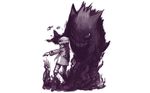  coat gen_1_pokemon gengar gianoa hat highres hikari_(pokemon) monochrome poke_ball pokemon pokemon_(creature) pokemon_(game) pokemon_dppt pokemon_platinum purple simple_background sketch wallpaper white_background winter_clothes 