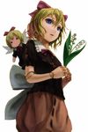  bad_id bad_pixiv_id blonde_hair blue_eyes doll doll_joints face flower kurione_(zassou) lily_of_the_valley medicine_melancholy ribbon short_hair simple_background solo su-san touhou 