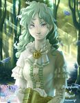  artist_name bad_id bad_pixiv_id blue_eyes book brooch curly_hair dress elbow_gloves forest gloves gothic green green_hair jewelry minase_souya nature personification solo voynich_manuscript 