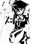  akimegu_m bad_id bad_pixiv_id fang greyscale highres houjuu_nue monochrome ribbon short_hair solo thighhighs touhou wings zettai_ryouiki 