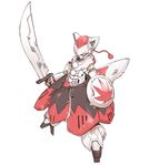  animal_ears geta hat inubashiri_momiji lowres mechanization nekoguruma shield solo sword tengu-geta tokin_hat touhou weapon wolf_ears 