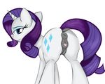  2015 absurd_res anus ardupi blue_eyes butt clitoris cutie_mark dock equine eyeshadow female feral friendship_is_magic hair hi_res horn long_hair makeup mammal my_little_pony purple_hair pussy rarity_(mlp) simple_background smile solo teats unicorn white_background 
