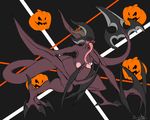  big_breasts breasts demone dryadex eyeless female halloween holidays horn long_tongue monster monster_girl pumpkin tongue 