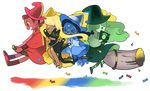  &gt;_&lt; bad_id bad_twitter_id barefoot blonde_hair blue_(google_doodle) blue_hair blue_skin blush_stickers boots broom broom_riding candy cat cloak closed_eyes dark_skin food full_body glasses google green_(google_doodle) green_hair green_skin halloween hat hug long_hair maruco multiple_girls multiple_riders reading red_(google_doodle) red_hair red_skin transparent_background very_long_hair witch witch_hat yellow_(google_doodle) 