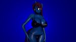  3d anthro big_breasts bikini breasts clothing electrigo equine faded_skylight female hair horn huge_breasts mammal red_hair solo swimsuit thick_thighs unicorn 